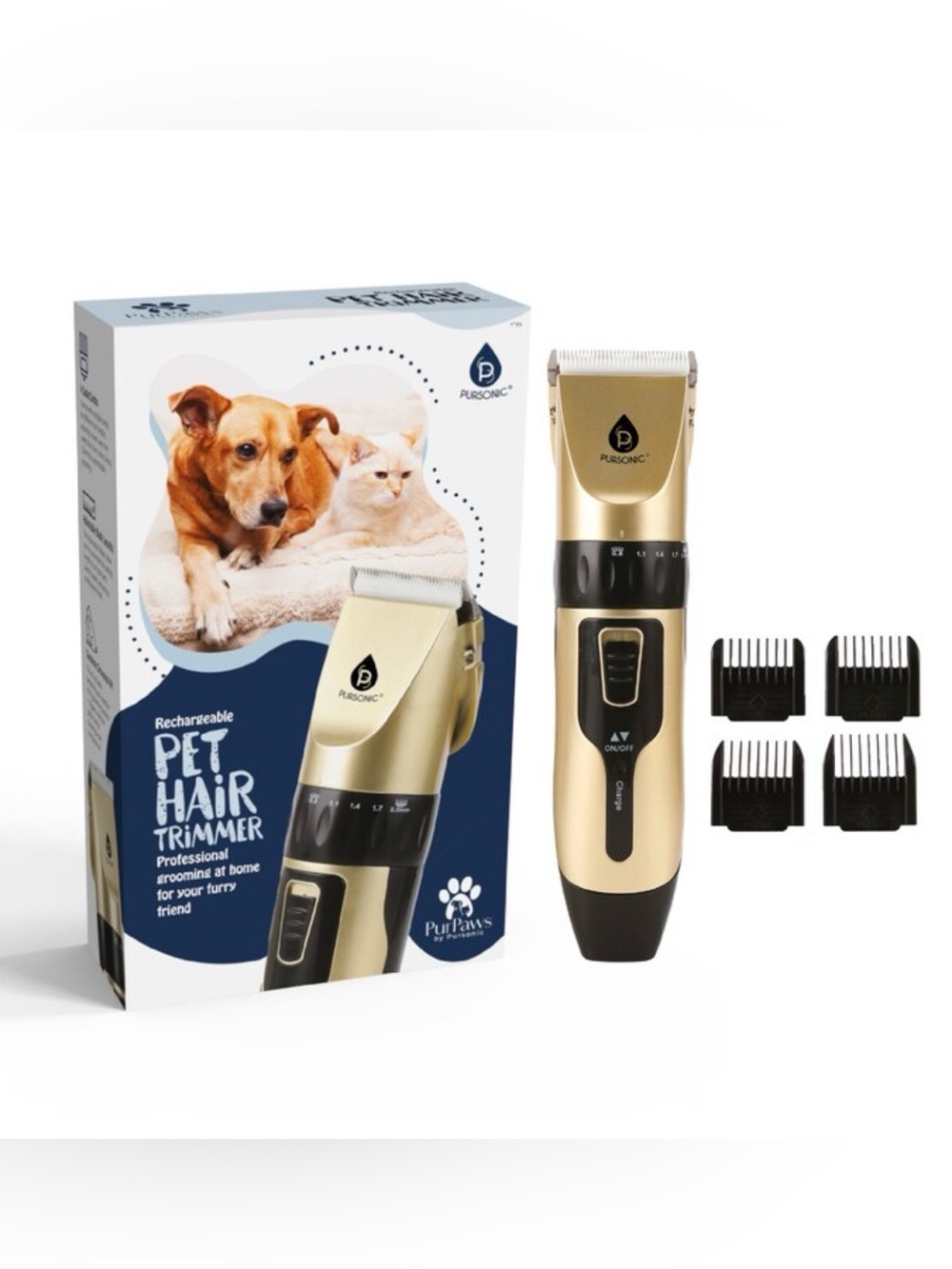 Pursonic Pet Hair Trimmer for Dogs and Cats - Rechargeable Grooming Kit